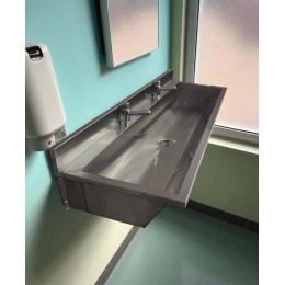 Lavatório Coletivo Com Bancada Para 2 Torneiras 1,20m - Construinox